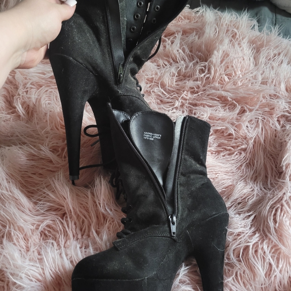 Stylish Black Witchy Women's Platform Boots Pleaser Adore